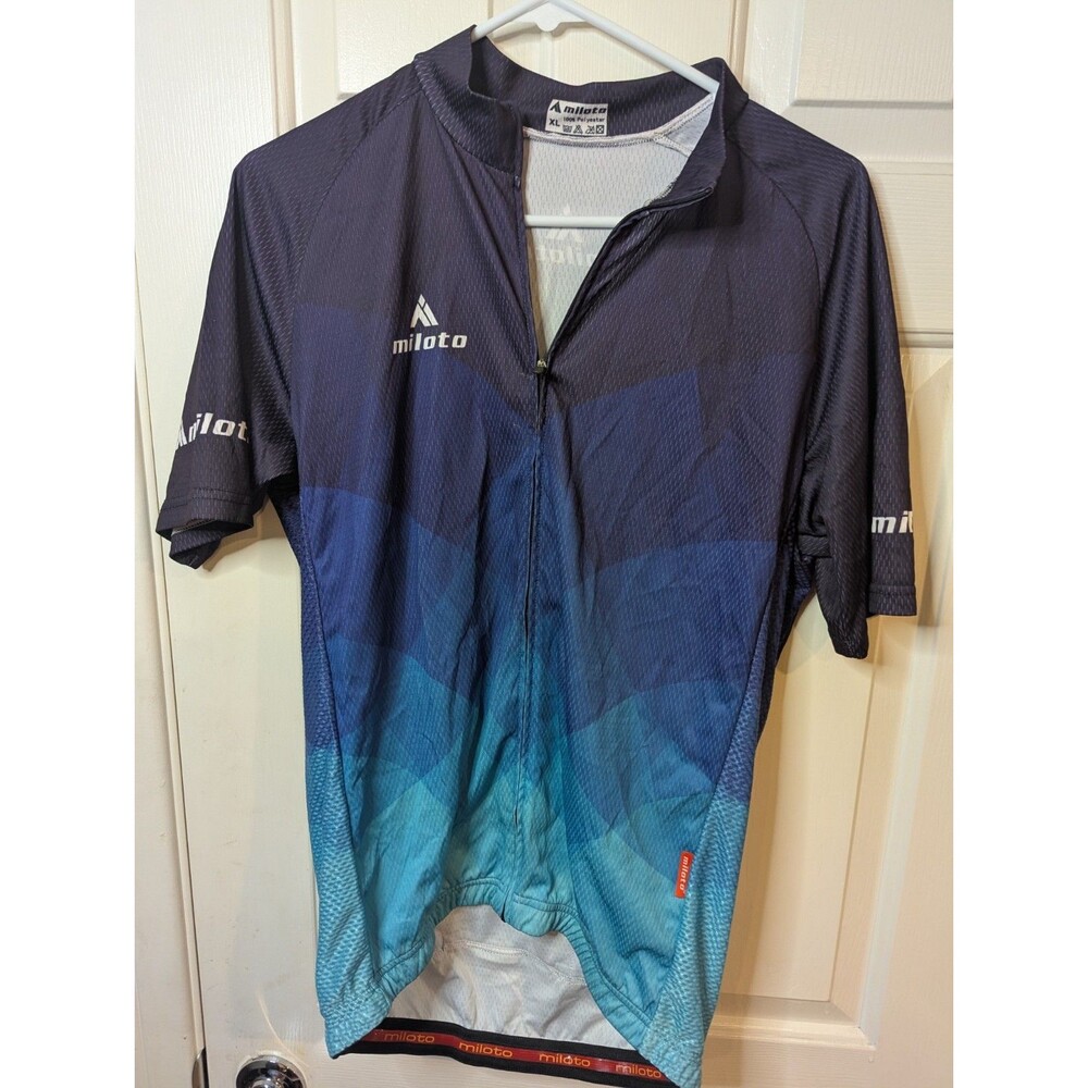 Miloto Racing Cycling Jersey Large Blue Aqua Full Zip Womens Size XL